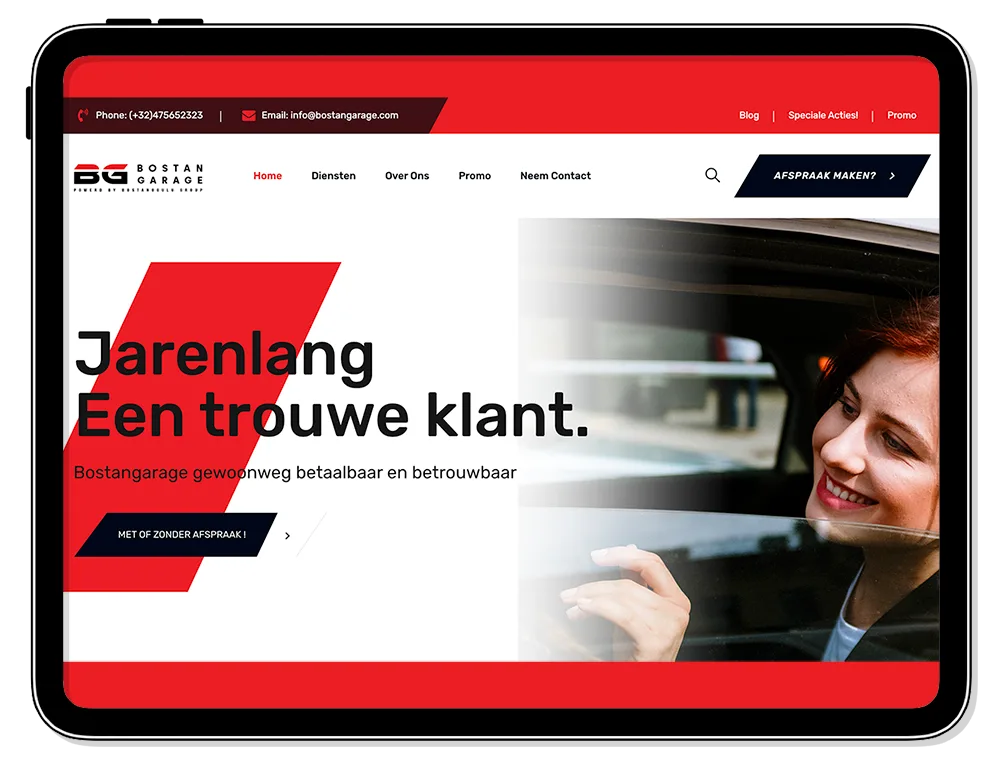 Voorbeeld van een verzorgde, professionele Starter-website op tablet