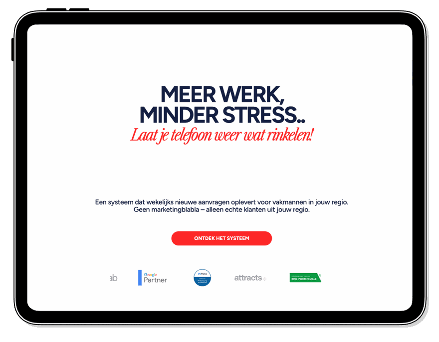 Voorbeeld van een high-end website volledig op maat op tablet